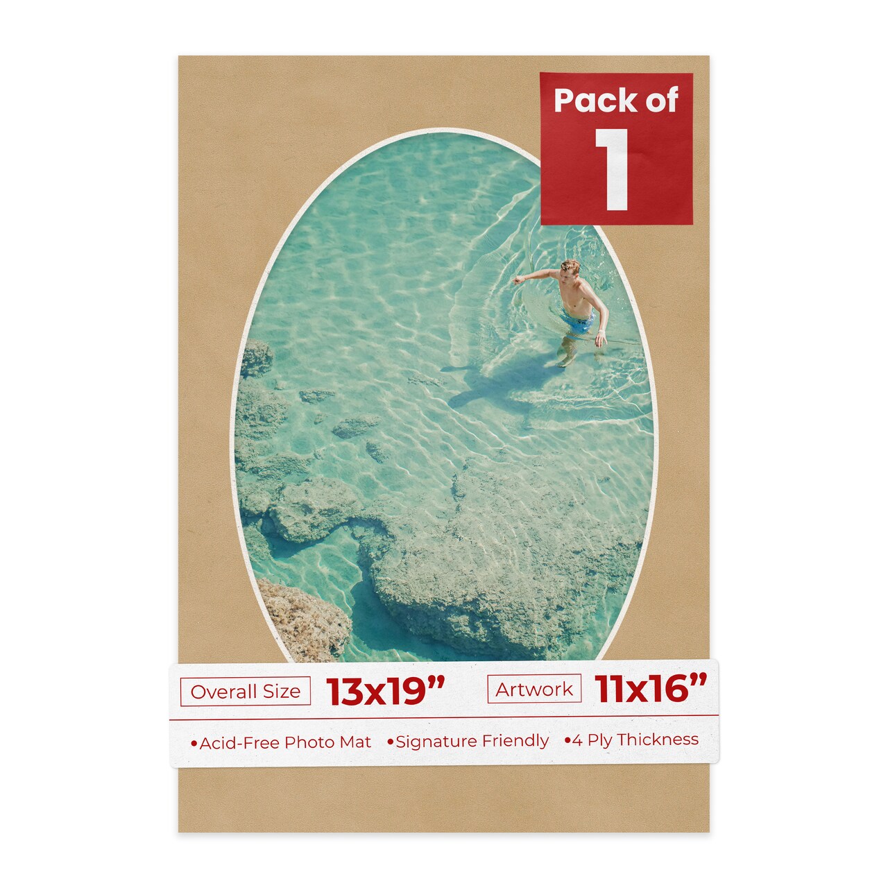 Beige Suede Mat Board for 13x19 Frames - Oval Opening for 11x16 Photos